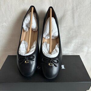 NIB! Coach CS066 Abigail Leather Flat Ballet Women's Shoes In Black Size US7B